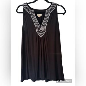 Elegant Black Embroidered Tank Top